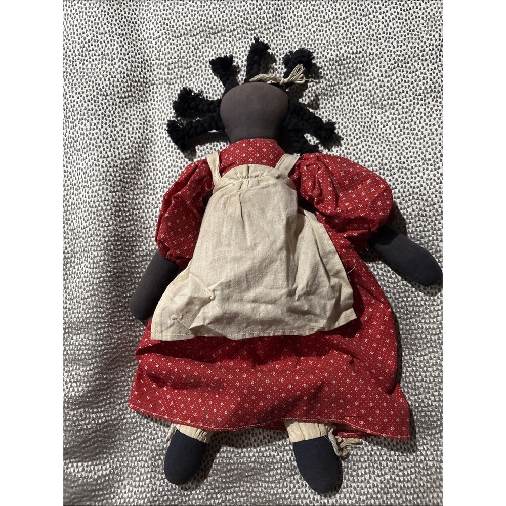 Black African American Folk Art Rag Doll Vintage Handmade Rare 16"